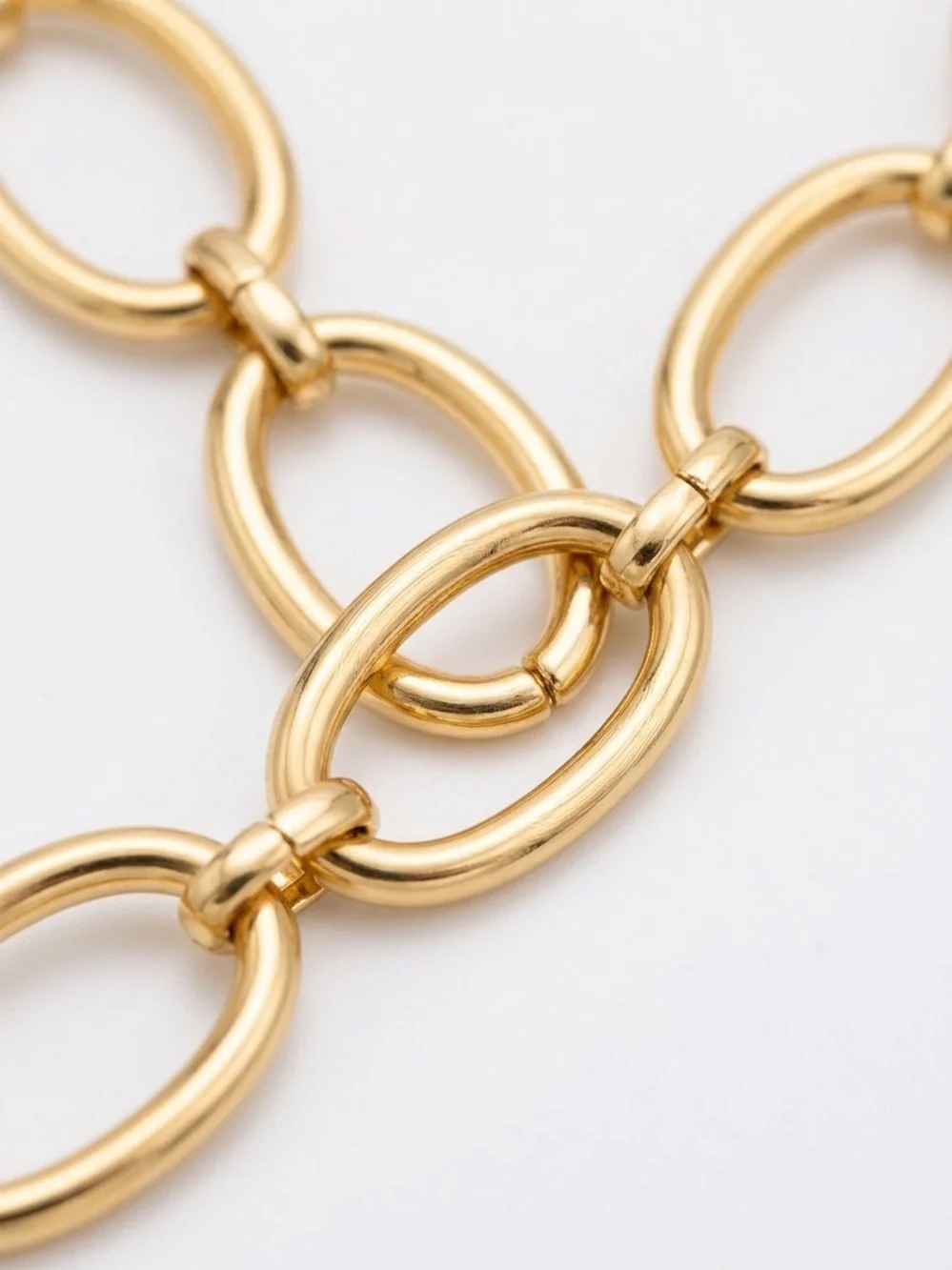 Vintage Style Adjustable Gold Tone Oval Link Chain Belt Statement Accessory